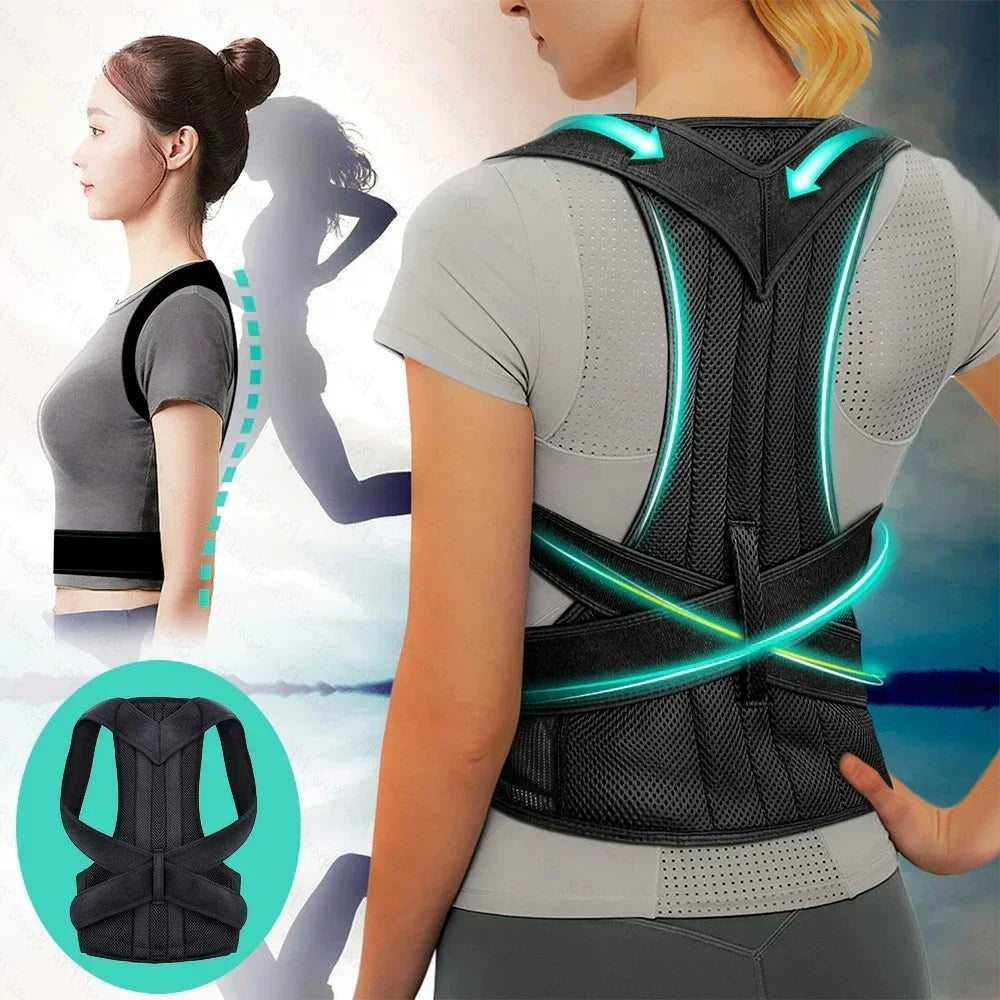 Posture Corrector Back Support Belt 💪 | Adjustable Lumbar & Shoulder Brace