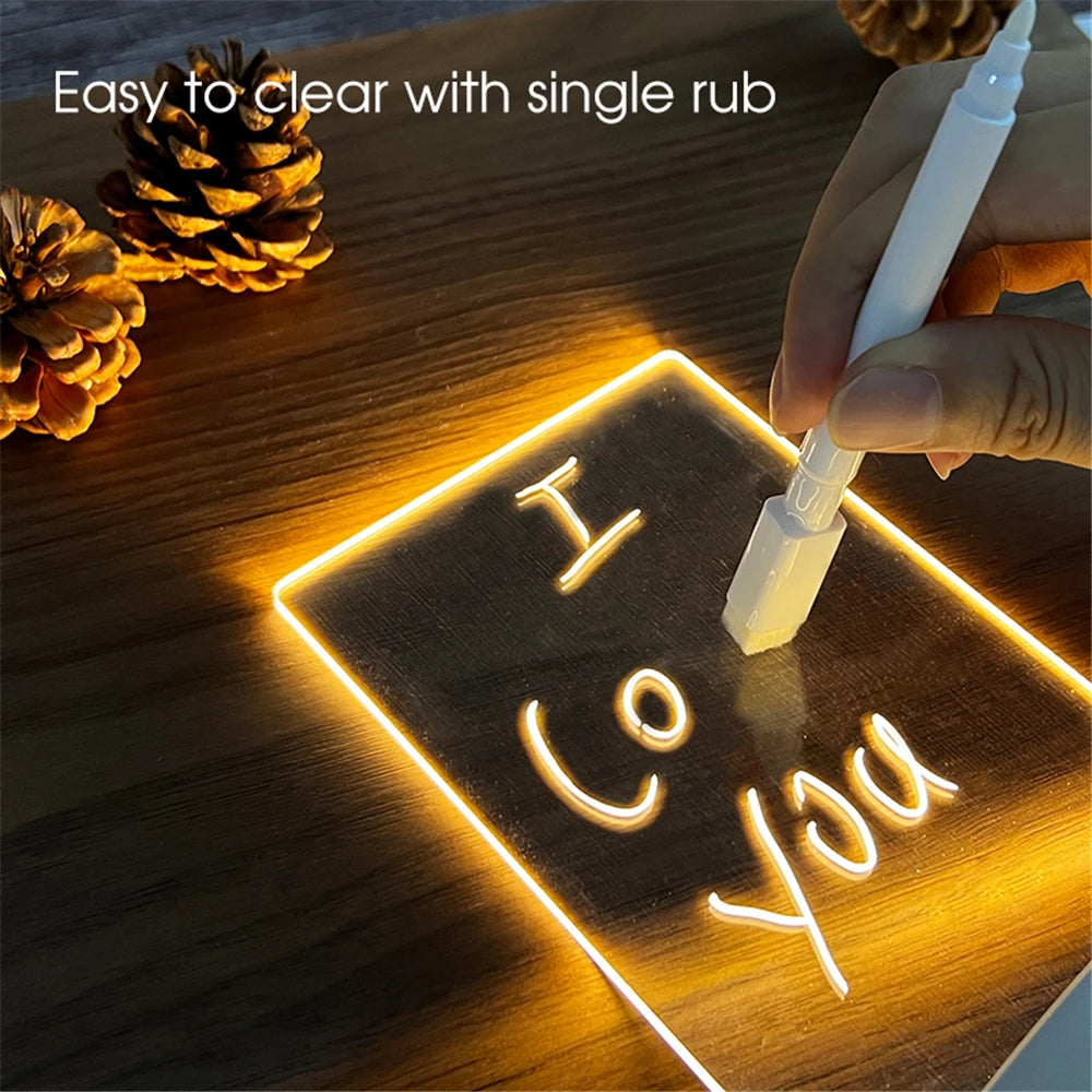 USB Luminous Acrylic LED Night Light | Erasable Message & Calendar Board
