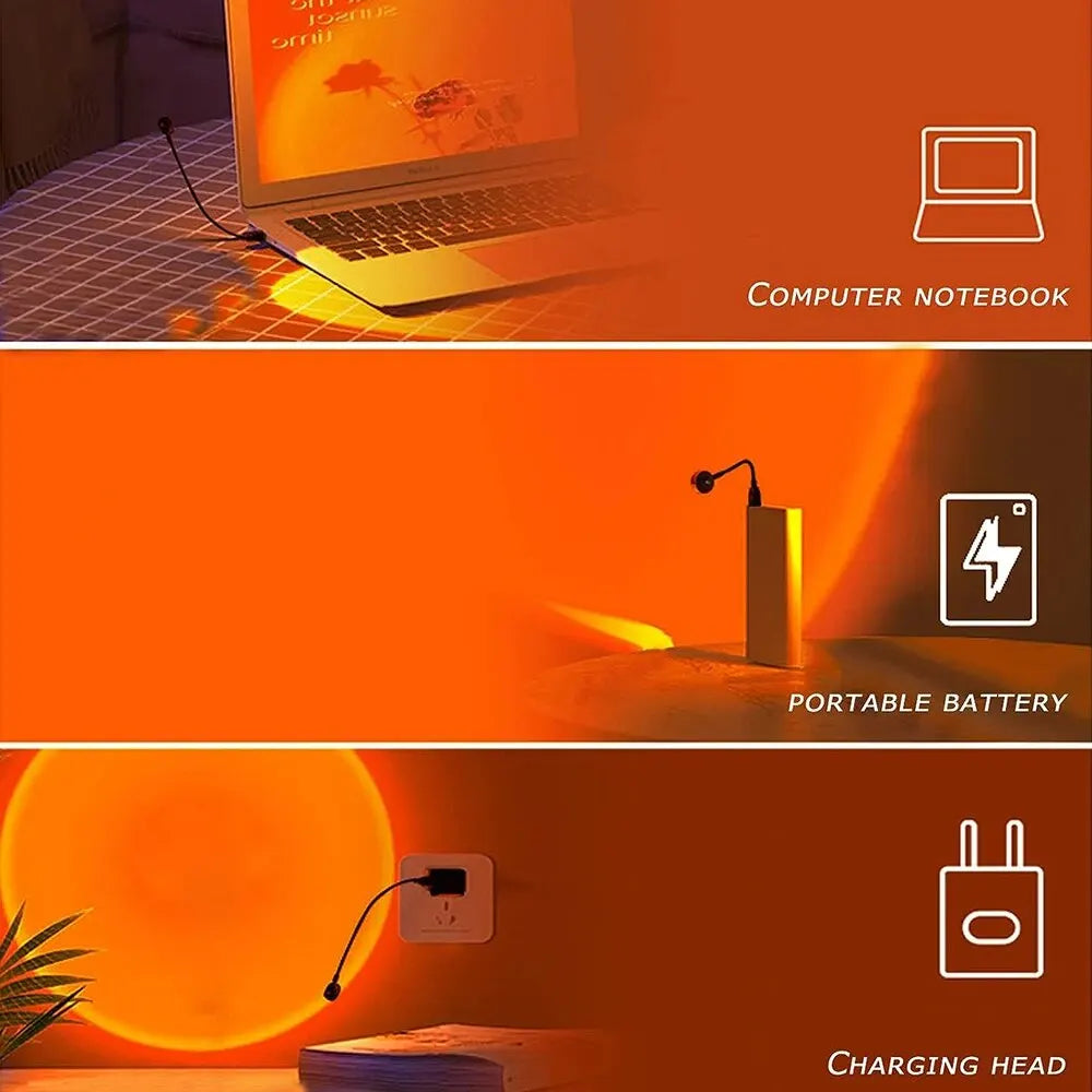 Sunset Projection Ambiance Light | USB-Powered Mood Lamp for Cozy Spaces