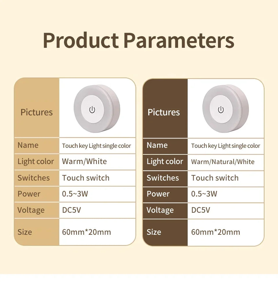 Rechargeable Round LED Wall Lamp | Touch Dimmable Magnetic Book Light