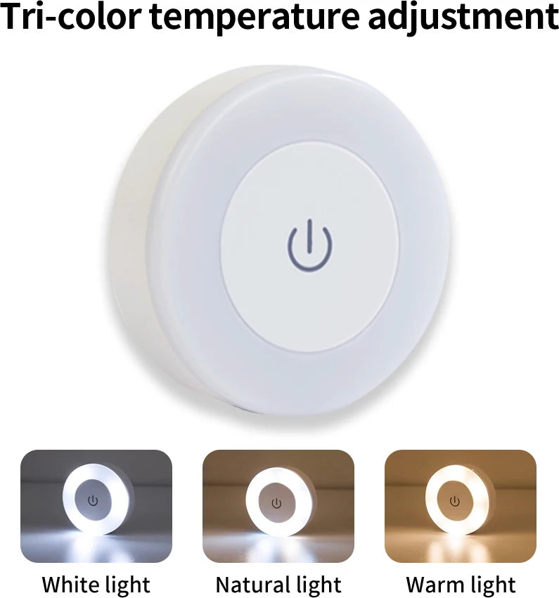 Rechargeable Round LED Wall Lamp | Touch Dimmable Magnetic Book Light