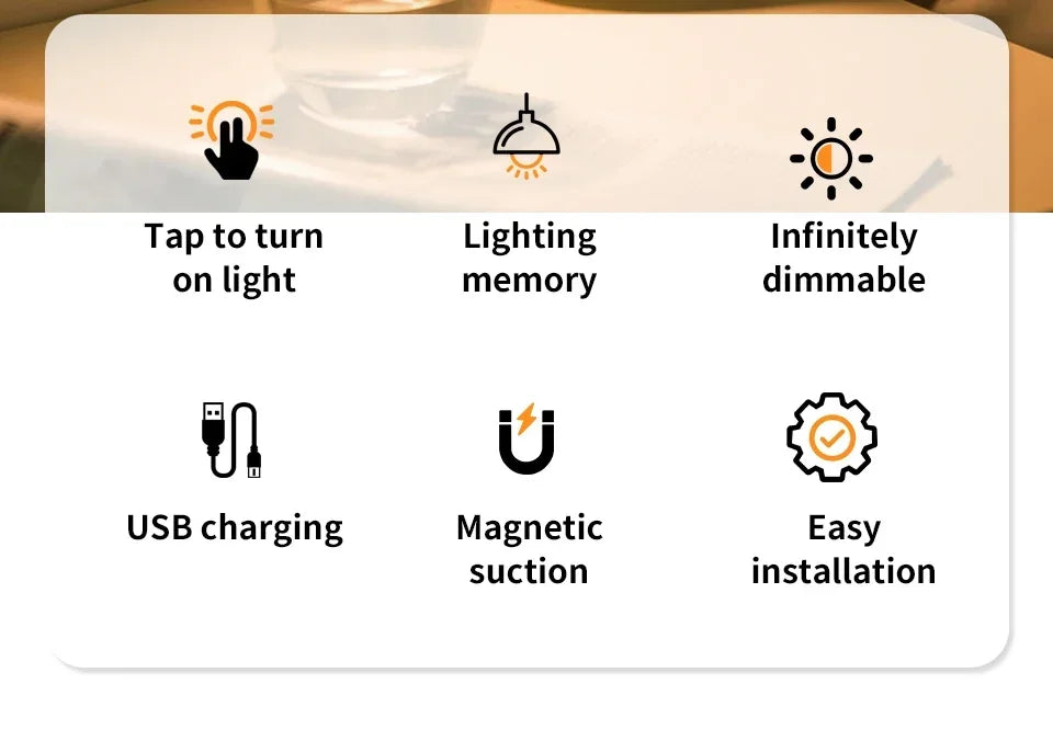 Rechargeable Round LED Wall Lamp | Touch Dimmable Magnetic Book Light