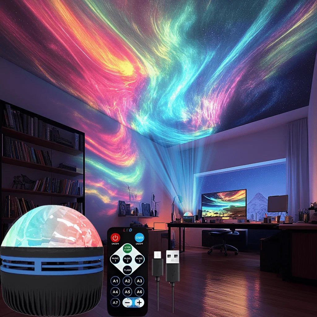 LED Starry Sky Projector Night Light | Northern Lights Effect, USB, Auto Rotate
