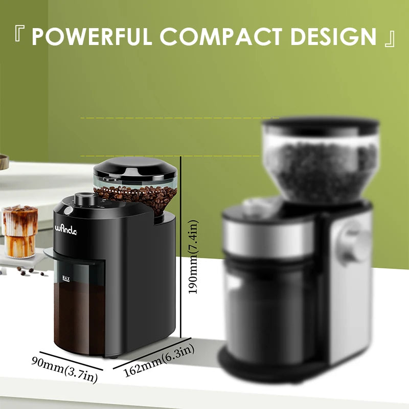 Wancle Electric Conical Burr Coffee Grinder ☕⚡ | 28 Adjustable Grind Settings | 220V/120V