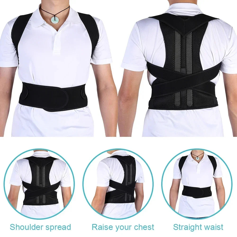 Posture Corrector Back Support Belt 💪 | Adjustable Lumbar & Shoulder Brace