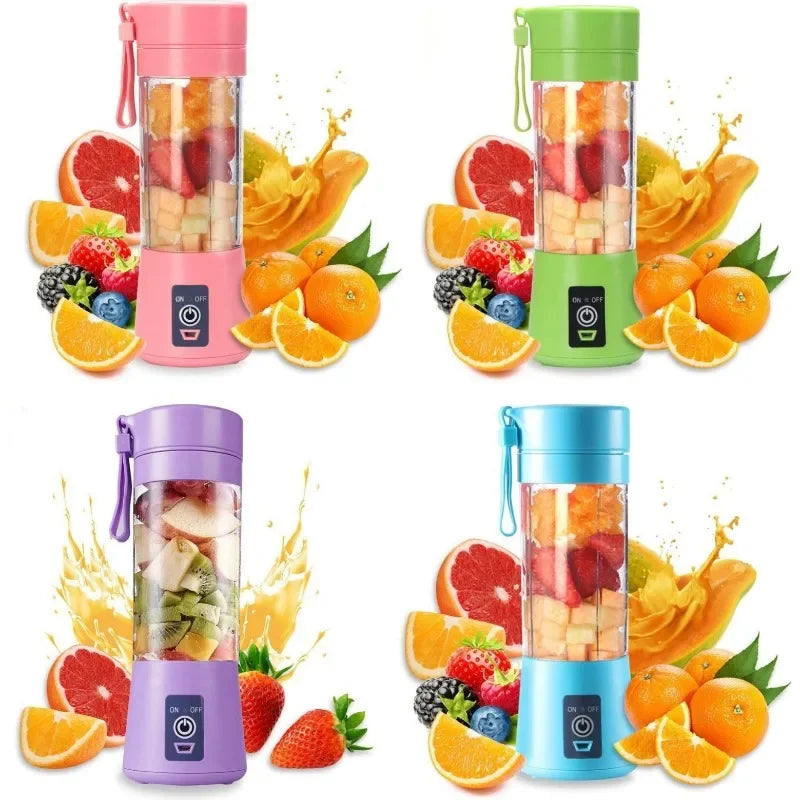 Portable Electric Fruit Blender for smoothies and milkshakes, featuring a handheld design and travel-friendly juicing cup.