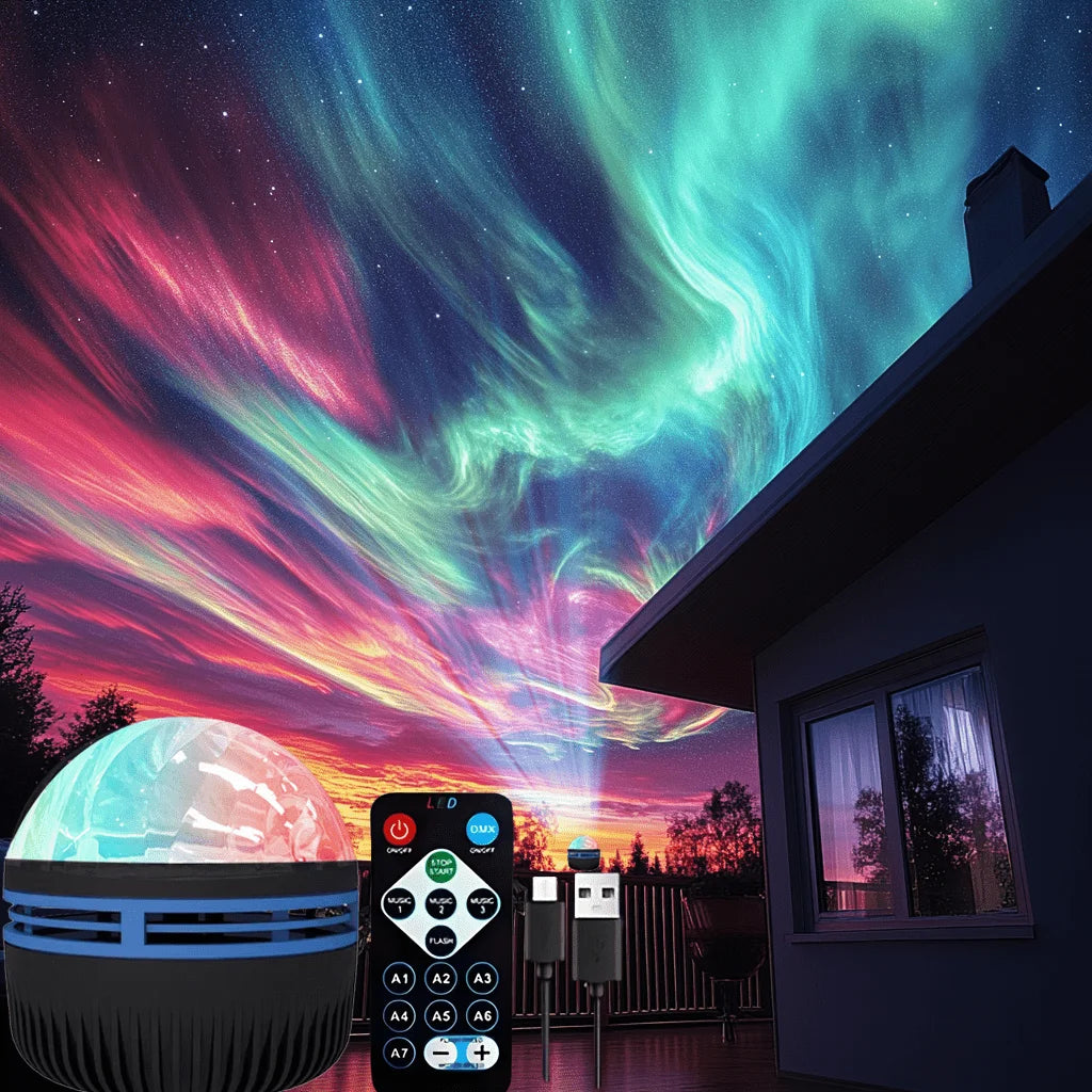 LED Starry Sky Projector Night Light | Northern Lights Effect, USB, Auto Rotate