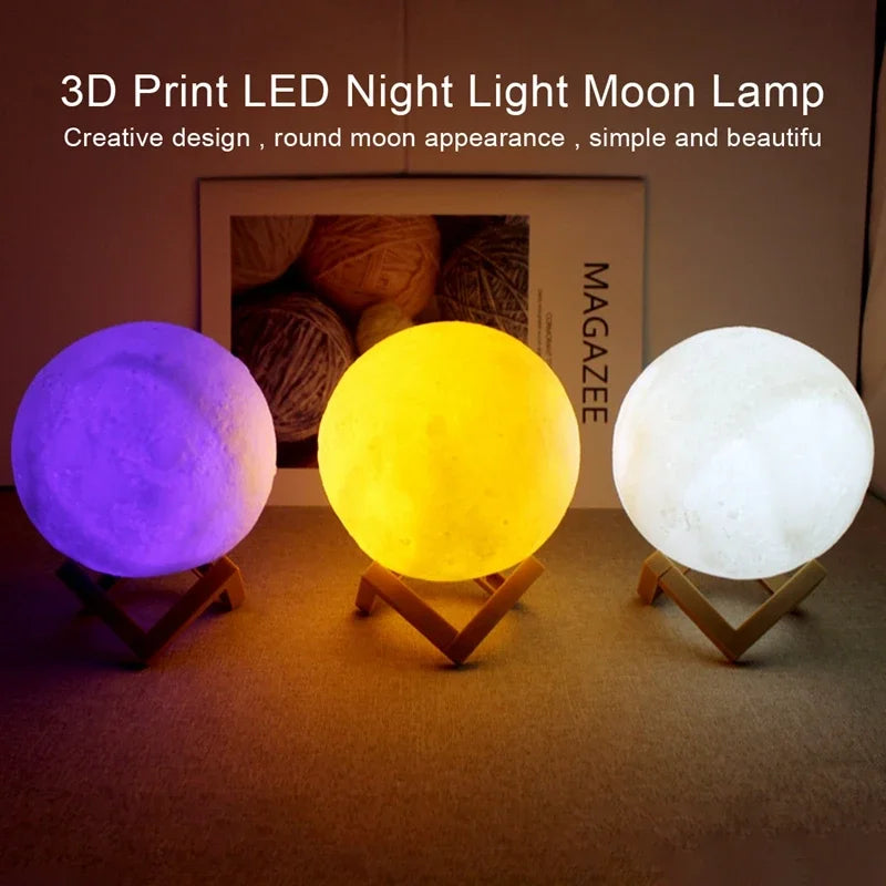 LED Moon Book Night Light | Galaxy Bedroom Lamp