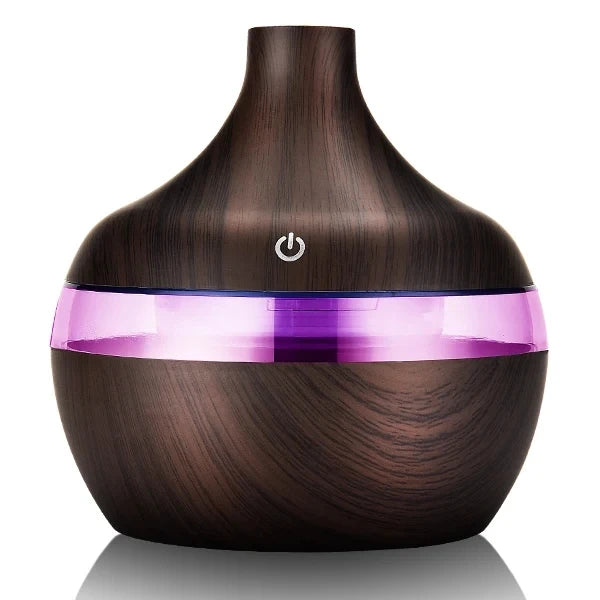 Electric Ultrasonic Wood-Grain Aroma Diffuser & Cool Mist Humidifier – 300ml Essential Oil Aromatherapy for Home