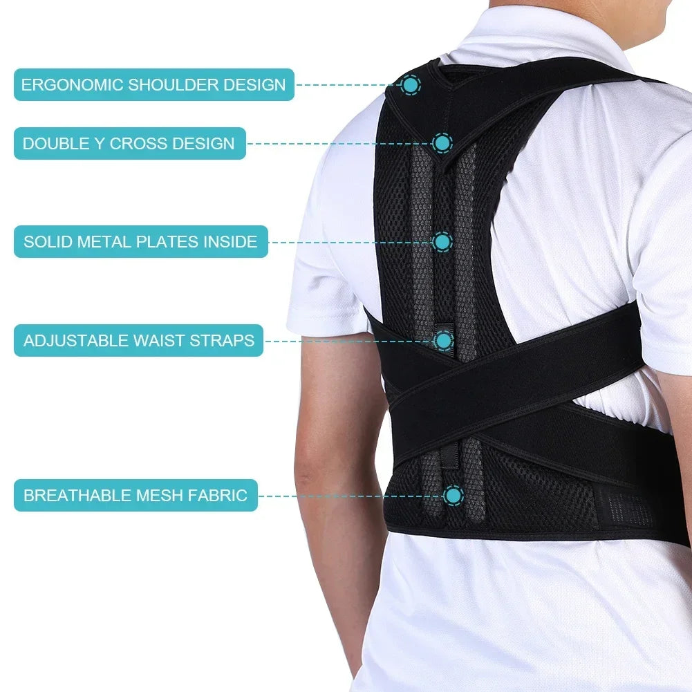 Posture Corrector Back Support Belt 💪 | Adjustable Lumbar & Shoulder Brace