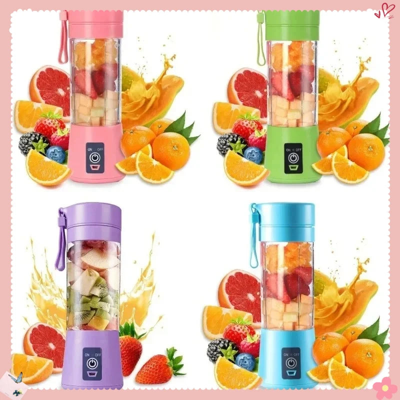Portable Electric Fruit Blender for smoothies and milkshakes, featuring a handheld design and travel-friendly juicing cup.