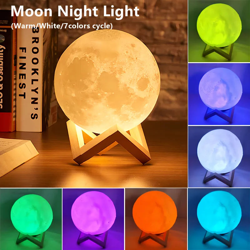 LED Moon Book Night Light | Galaxy Bedroom Lamp