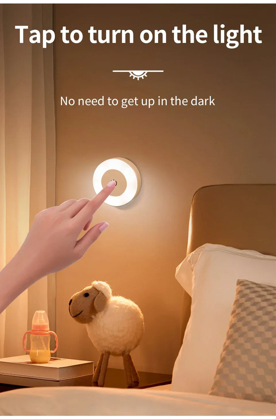 Rechargeable Round LED Wall Lamp | Touch Dimmable Magnetic Book Light