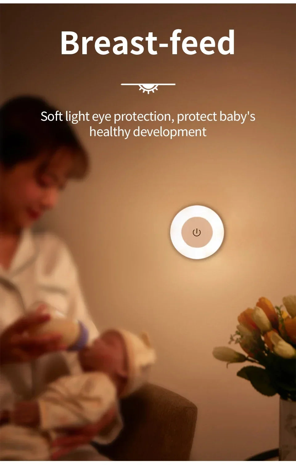 Rechargeable Round LED Wall Lamp | Touch Dimmable Magnetic Book Light